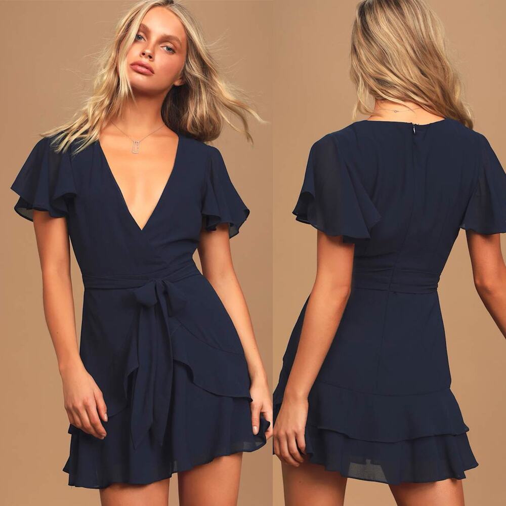 Lulus Sweet Like You Navy Ruffled Mini Dress